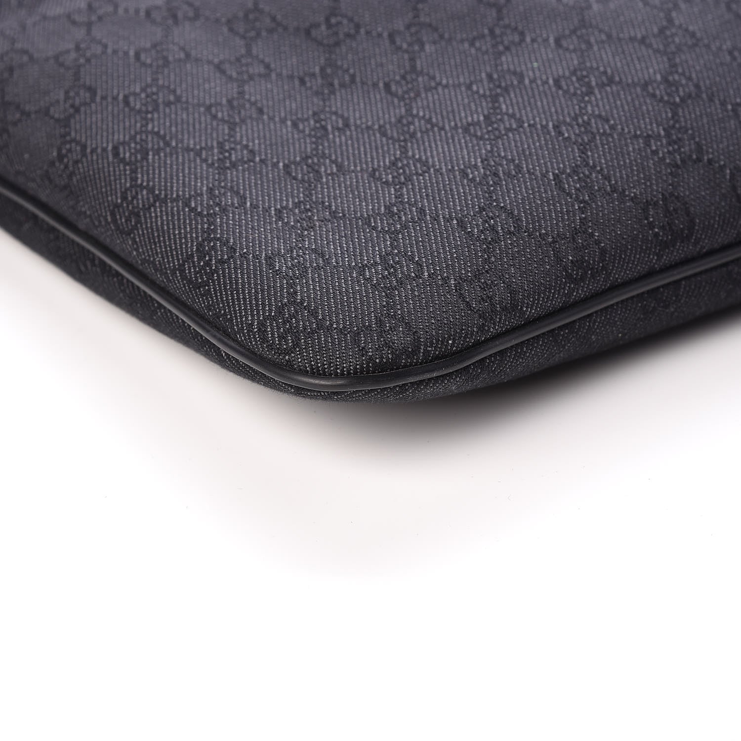 Gucci Denim Monogram Flat Messenger Bag Black 8 of 9
