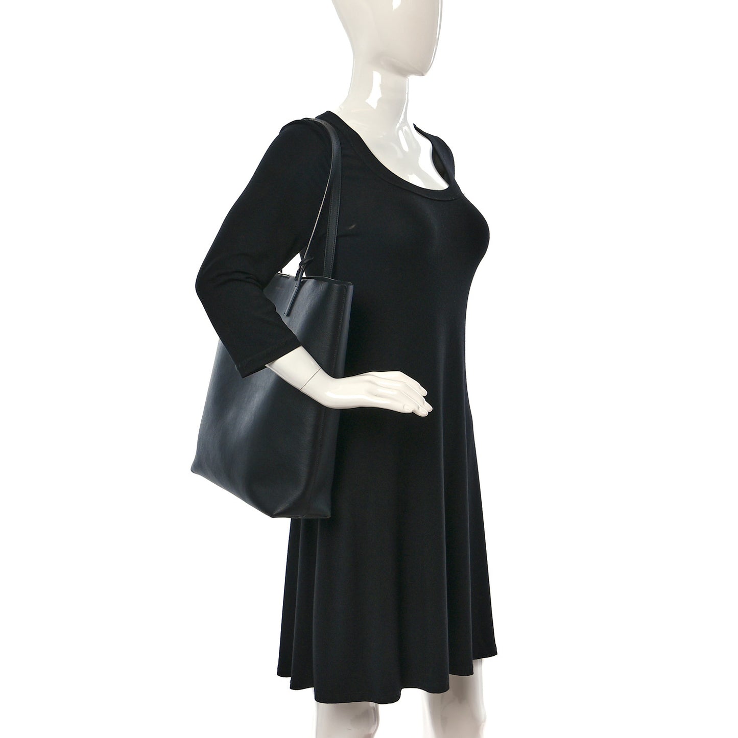 Calfskin Medium Shopping Tote Black