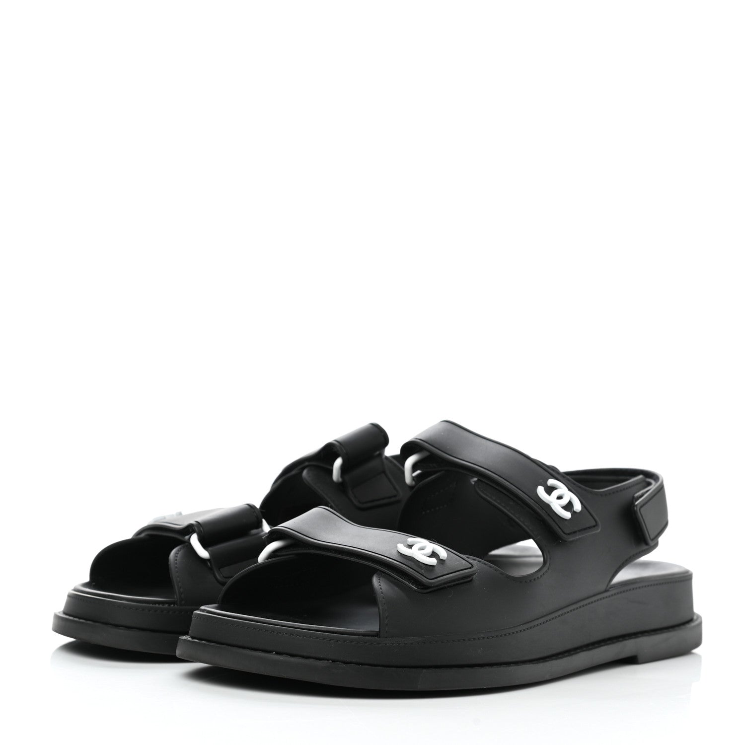 Chanel Rubber CC Dad Sandals 38 Black 3 of 9