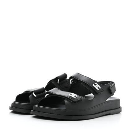 Chanel Rubber CC Dad Sandals 38 Black 3 of 9