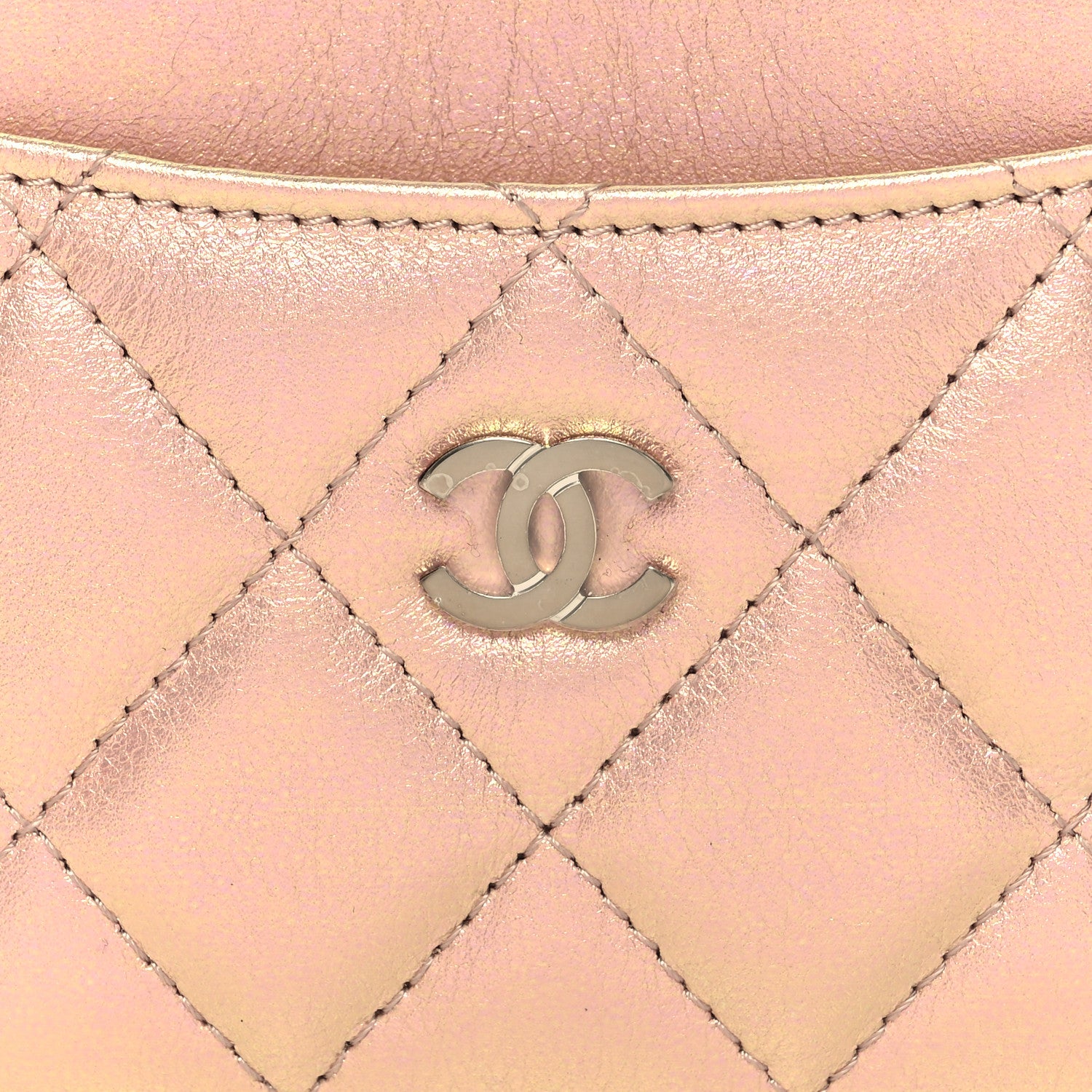 Chanel Iridescent Calfskin Quilted Card Holder Pink 9 of 10