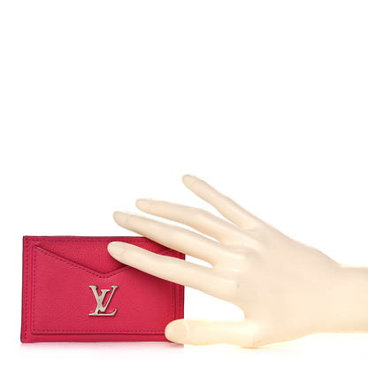 Louis Vuitton Calfskin Lockme Card Holder Hot Pink 2 of 6
