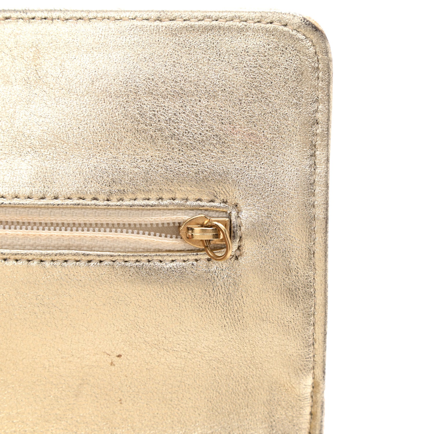 Chanel Nylon Travel Wallet On Chain WOC Metallic Gold 13 of 13