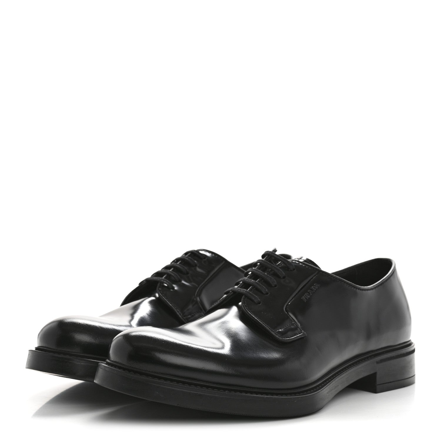 Prada Spazzolato Lace Up 50mm Men's Loafers 8 Black 4 of 10