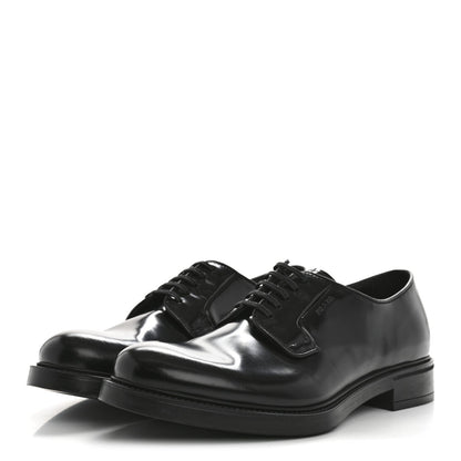 Prada Spazzolato Lace Up 50mm Men's Loafers 8 Black 4 of 10