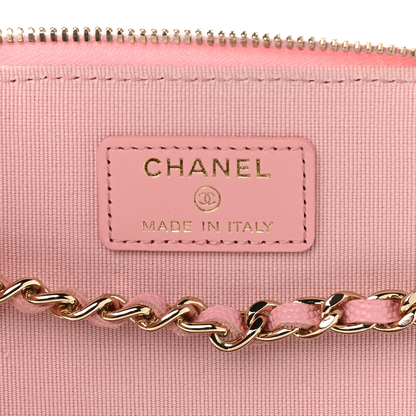 Caviar Quilted Small Vanity Case With Chain Pink