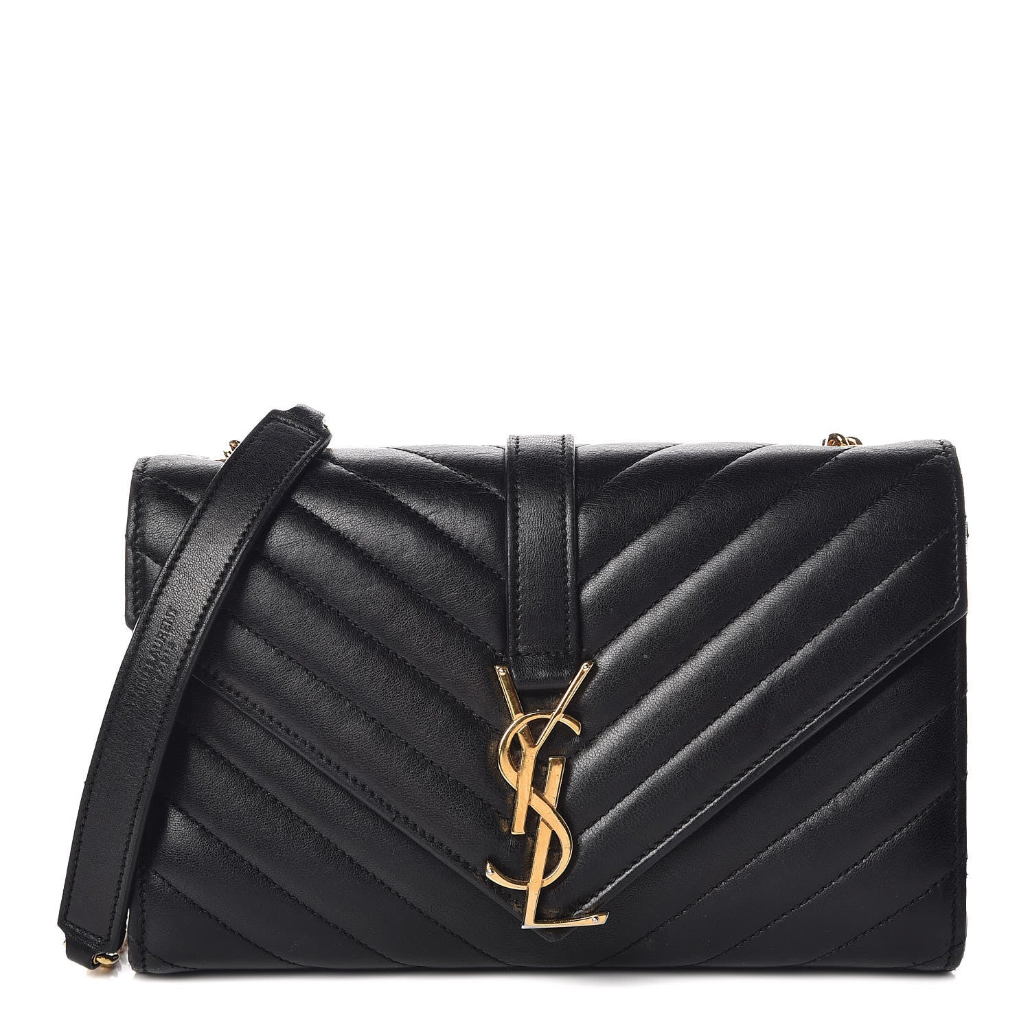 Saint Laurent Lambskin Matelasse Chevron Small Monogram Satchel Black 1 of 10