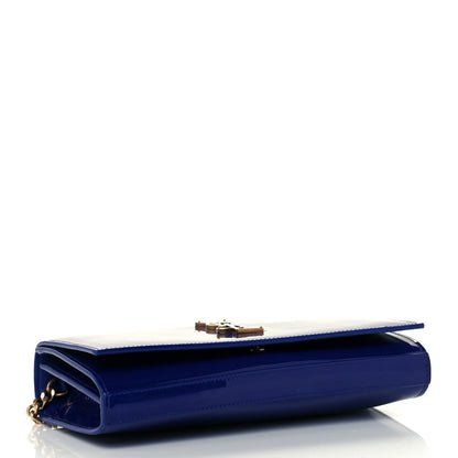 Saint Laurent Patent Calfskin Monogram Kate Wallet On Chain Royal Blue 4 of 10