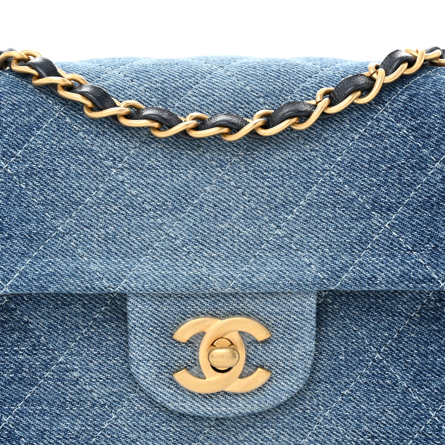 Chanel Washed Denim Quilted Mini Rectangular Flap Blue 8 of 11
