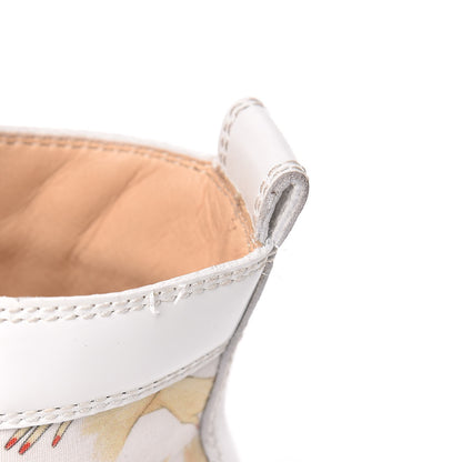Christian Louboutin Toile Printed Patent Calfskin Tissu Beauty Spikes Louis Flat Sneakers 38 White 12 of 26