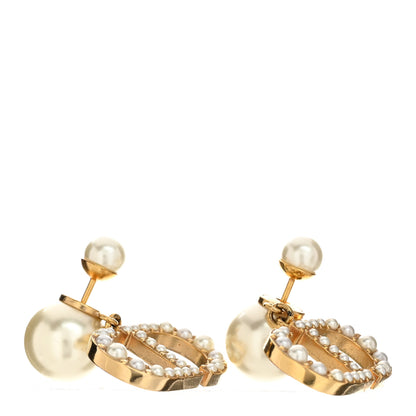 Christian Dior Pearl Tribal CD Drop Earrings Gold 1 of 5