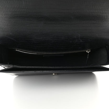 Saint Laurent Lizard Calfskin Embossed Classic Medium Monogram Universite Bag Black 4 of 4