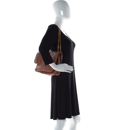 Saint Laurent Crinkled Calfskin Matelasse Monogram Medium Niki Chain Satchel Caramel 2 of 9
