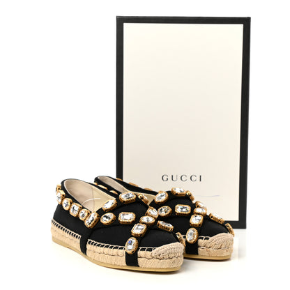 Gucci Canvas Crystal Embellished Espadrilles 38.5 Black 10 of 10