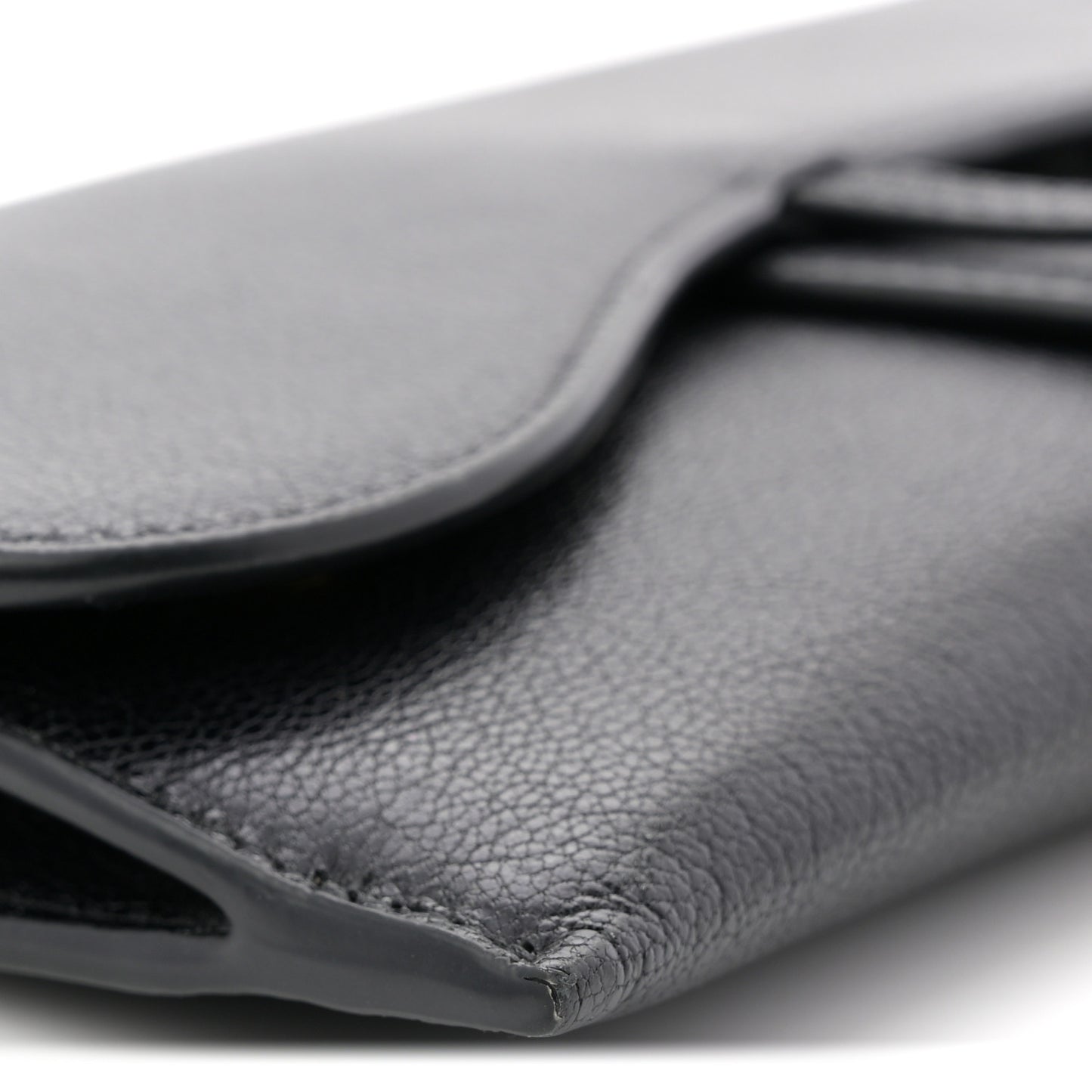 Goatskin Saddle Chain Wallet Pouch Black