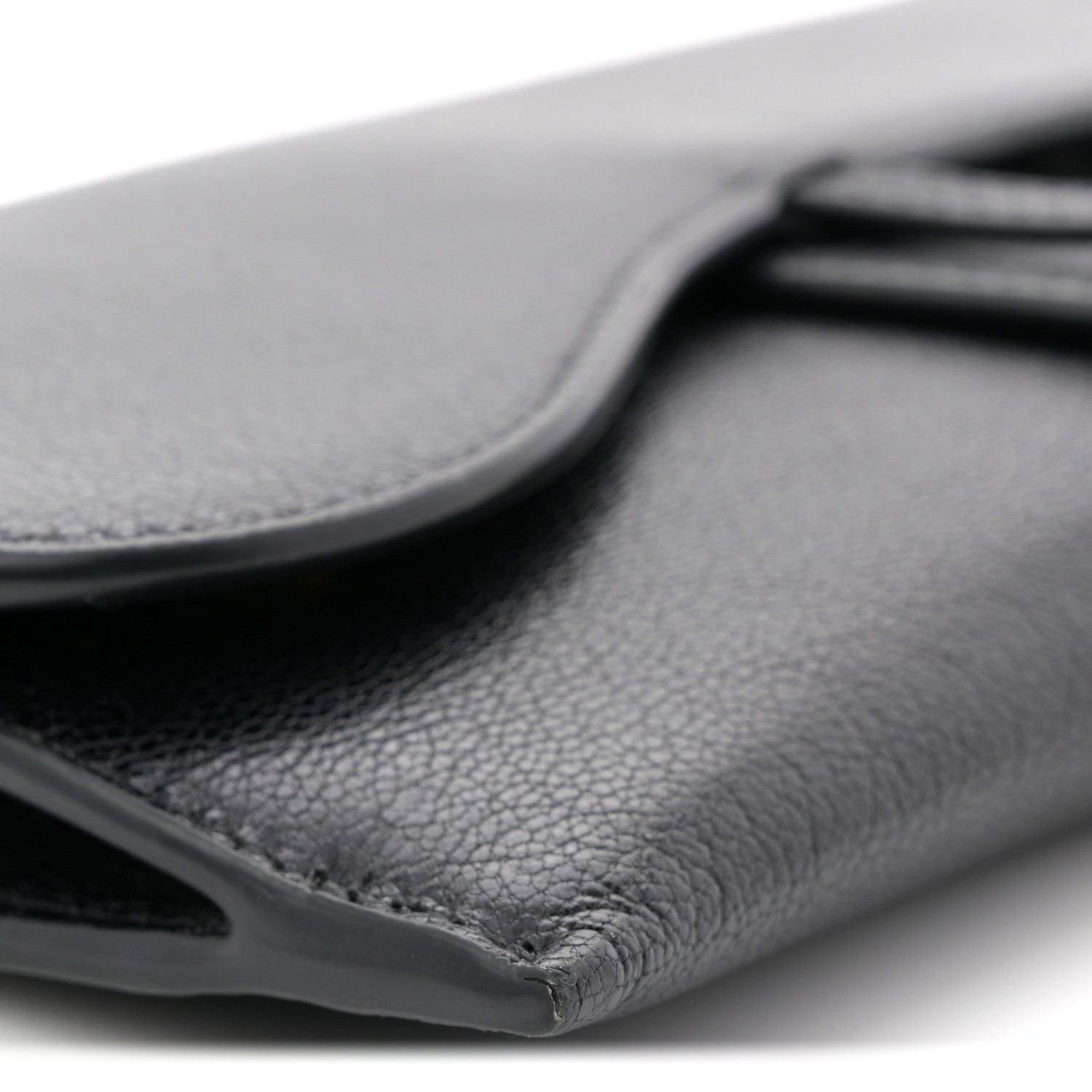 Christian Dior Goatskin Saddle Chain Wallet Pouch Black 10 of 12