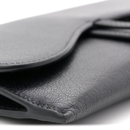 Christian Dior Goatskin Saddle Chain Wallet Pouch Black 10 of 12