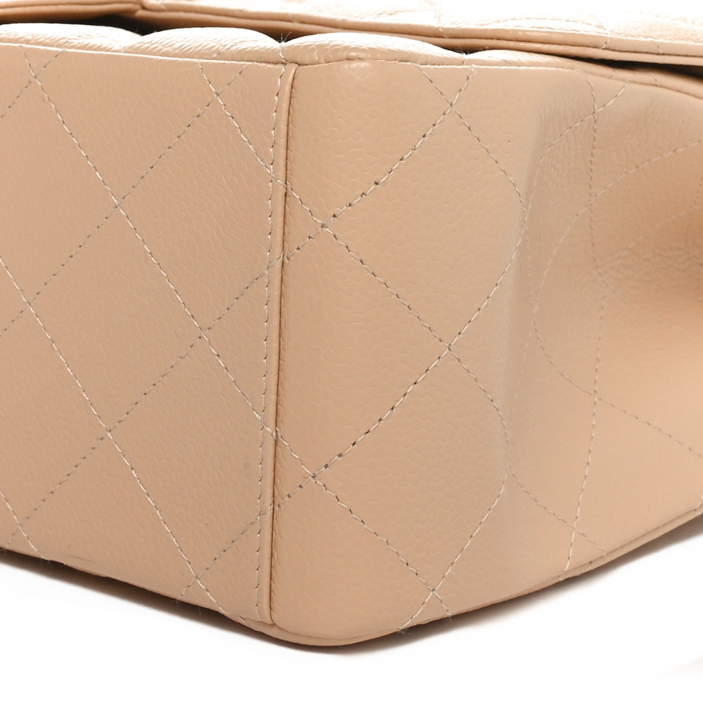 Caviar Quilted Maxi Double Flap Beige