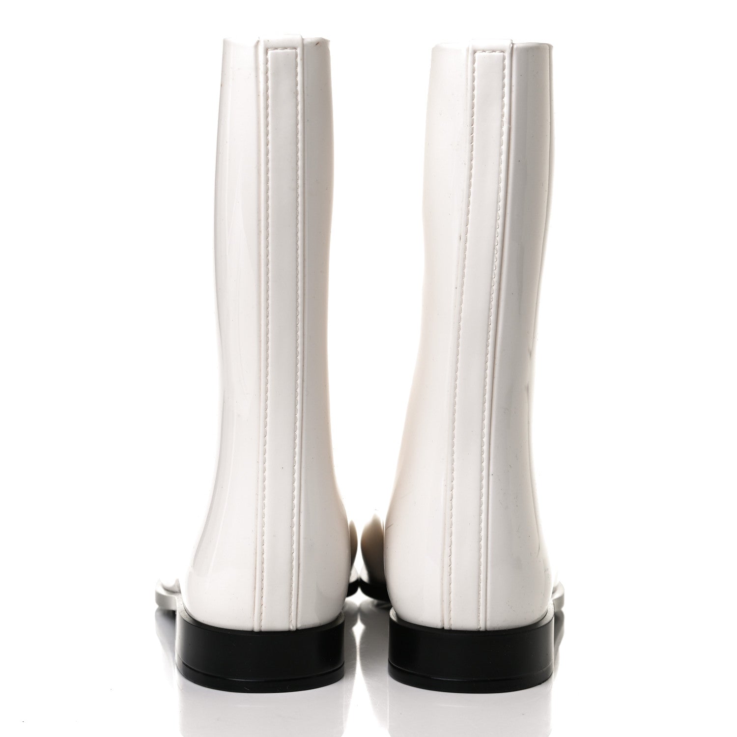 Chanel Rubber Rain Boots 38 Ivory Black 7 of 11