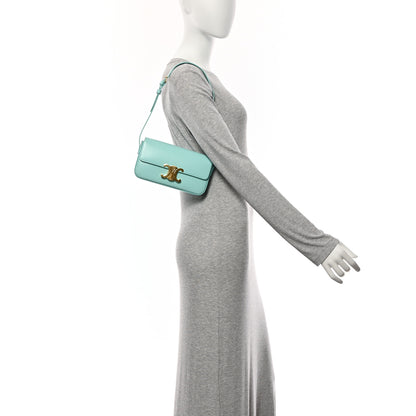 Celine Shiny Calfskin Triomphe Shoulder Bag Turquoise 2 of 11