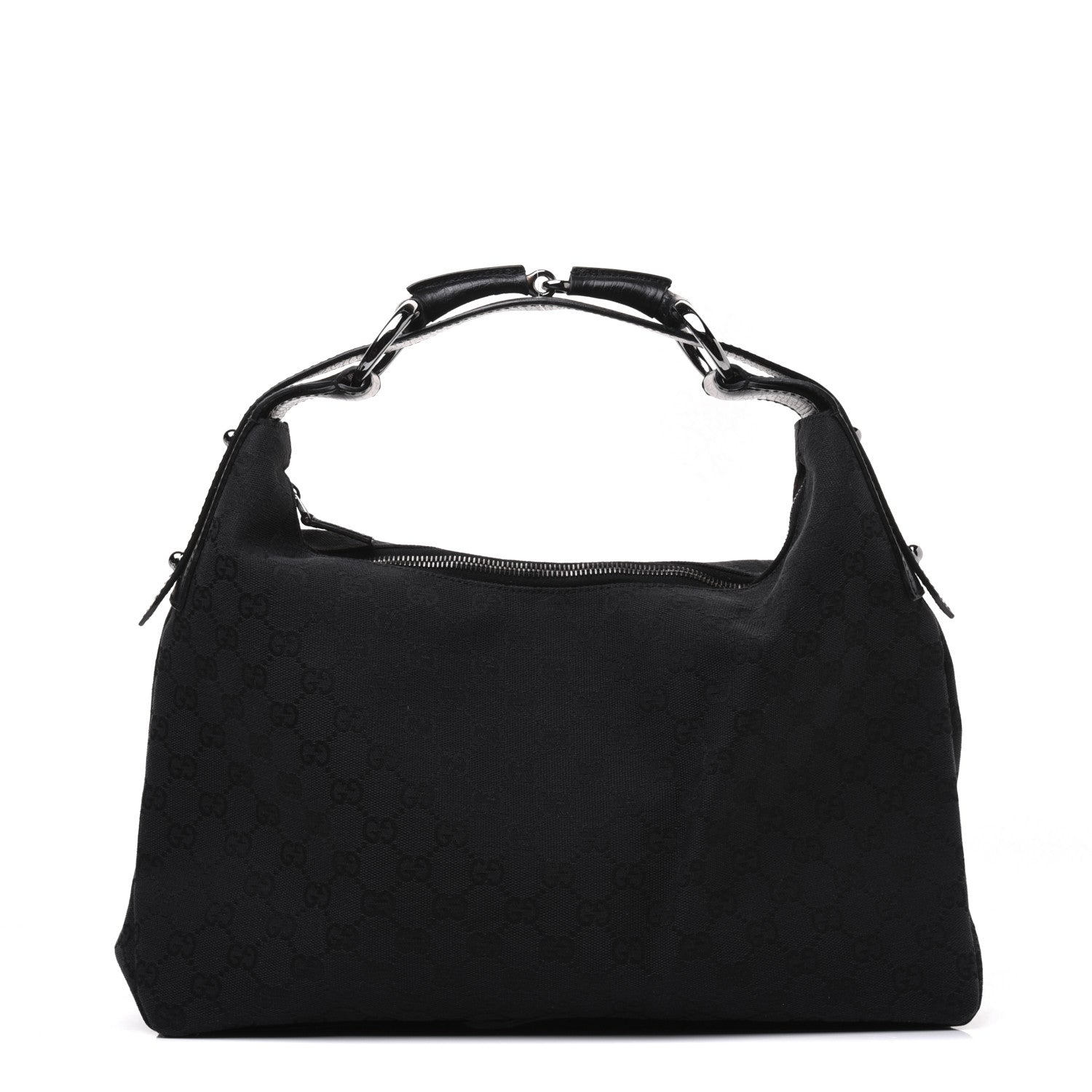 Gucci Monogram Medium Horsebit Chain Hobo Black 1 of 13