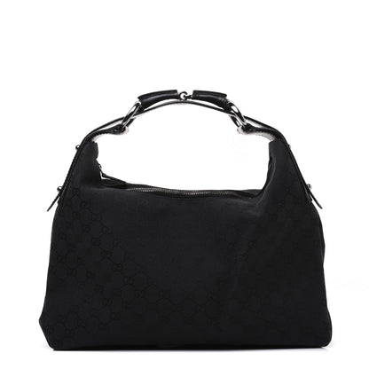 Gucci Monogram Medium Horsebit Chain Hobo Black 1 of 13