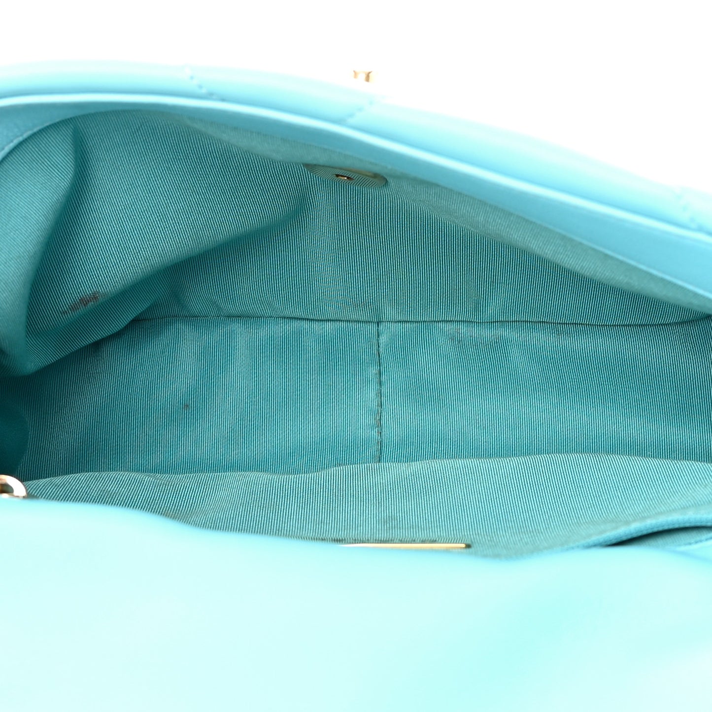 Shiny Lambskin Quilted Medium Chanel 19 Flap Light Blue