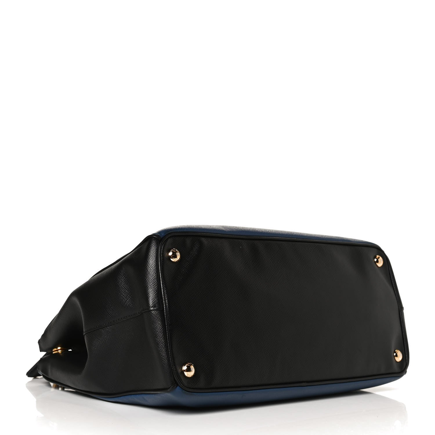 Prada Saffiano Lux Bi-Color Medium Galleria Double Zip Tote Bluette Black 4 of 15
