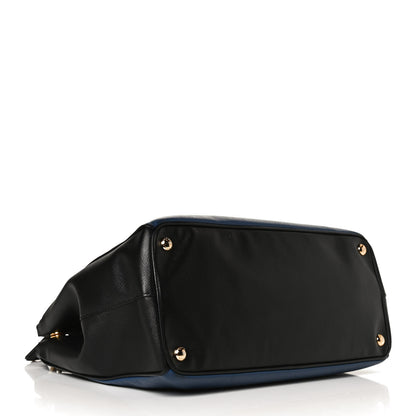 Prada Saffiano Lux Bi-Color Medium Galleria Double Zip Tote Bluette Black 4 of 15