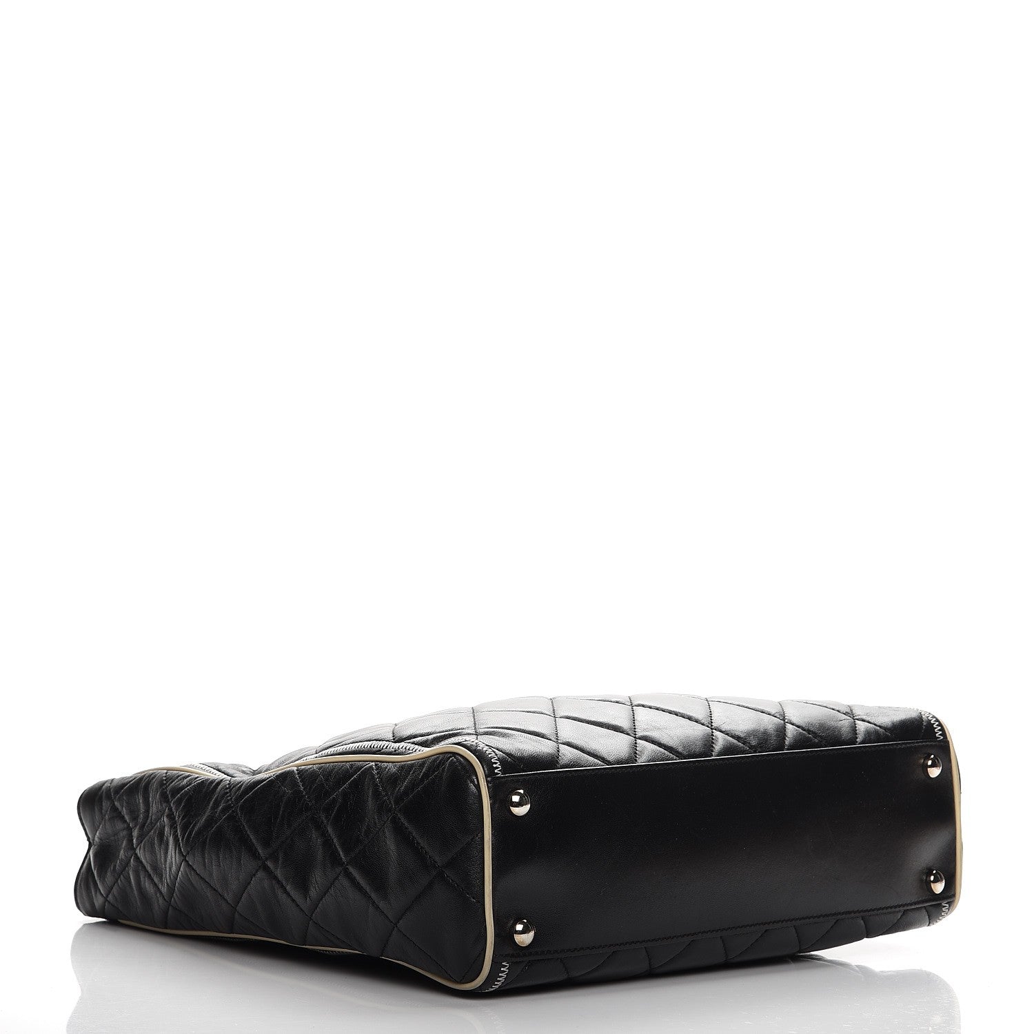 Chanel Glazed Lambskin Quilted Large North South Tote Black 4 of 11