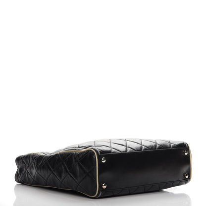 Chanel Glazed Lambskin Quilted Large North South Tote Black 4 of 11