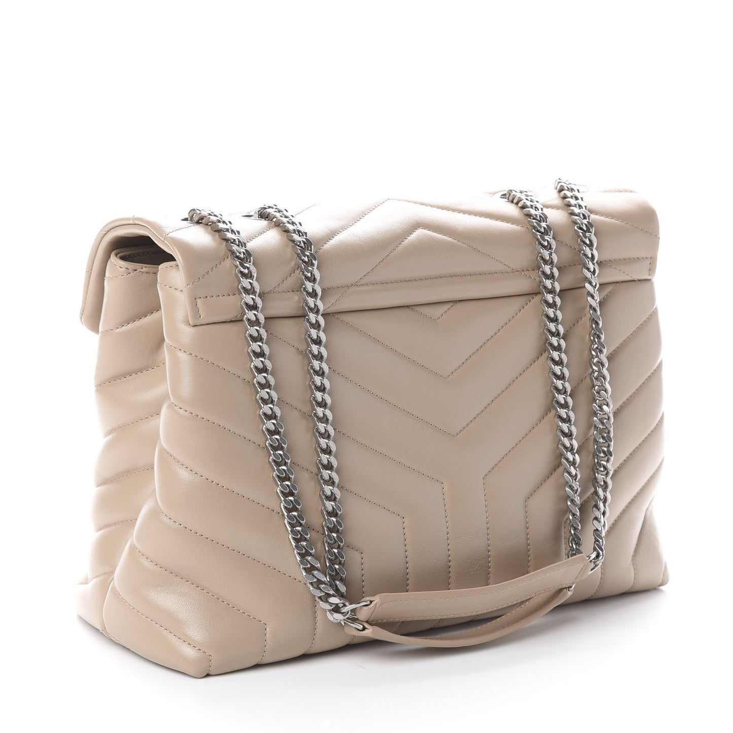 Calfskin Y Quilted Monogram Medium Loulou Chain Satchel Dark Beige