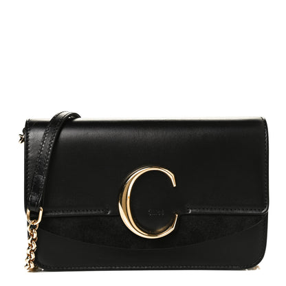 Chloe Calfskin Suede C Clutch With Chain Black 1 of 10