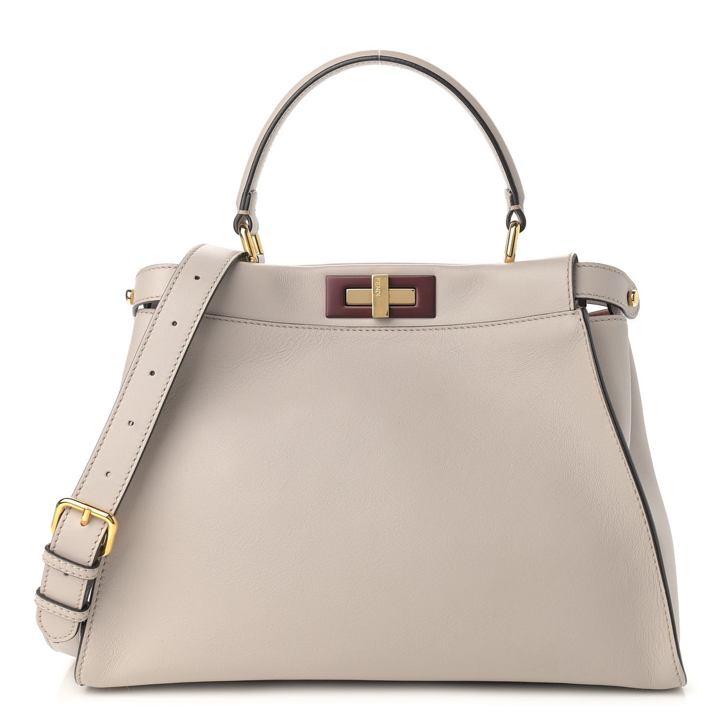 Vitello Seta Shiny Nappa Medium Peekaboo Iconic Satchel Grigio Polvere Bois de Rose