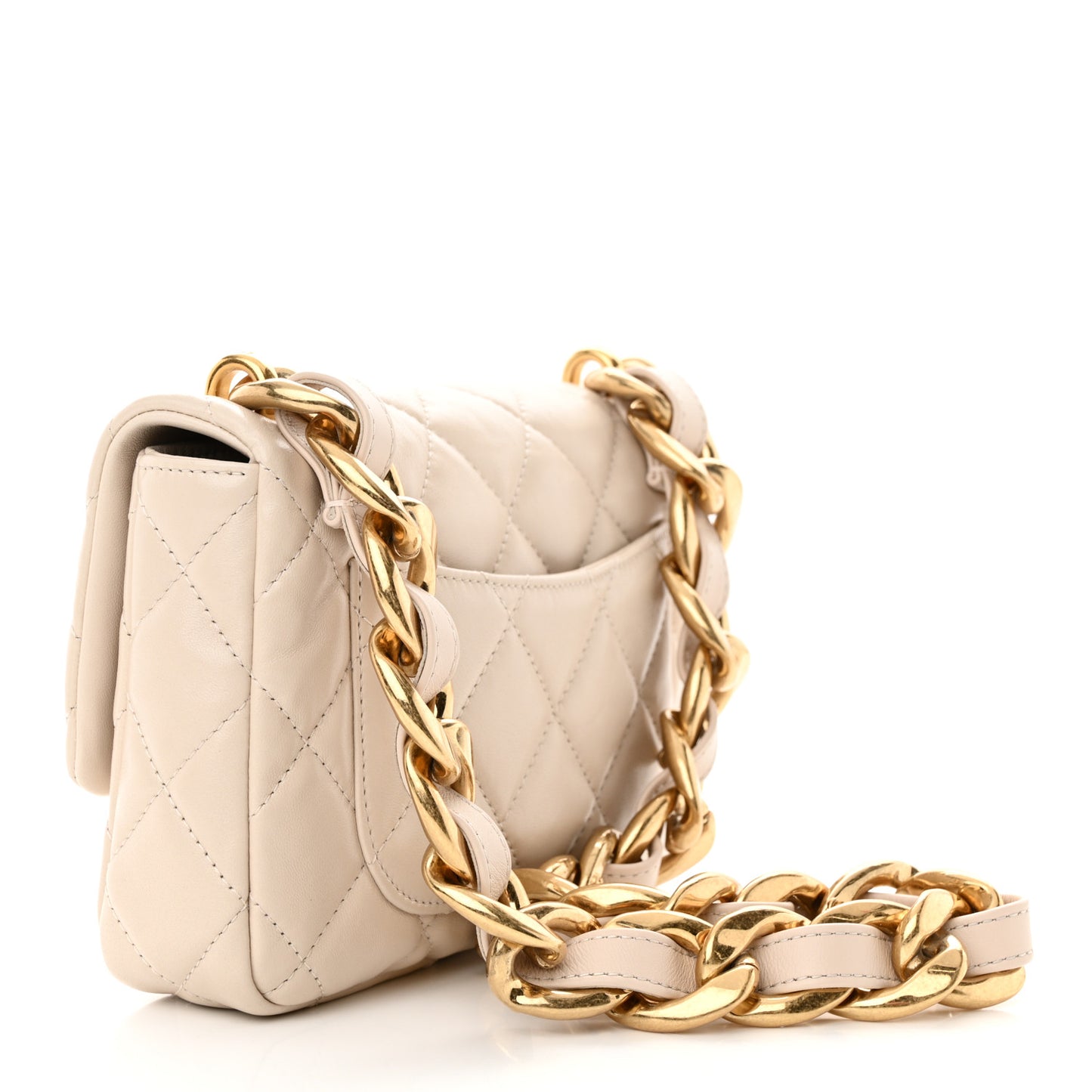 Lambskin Quilted Small CC Funky Town Flap Beige