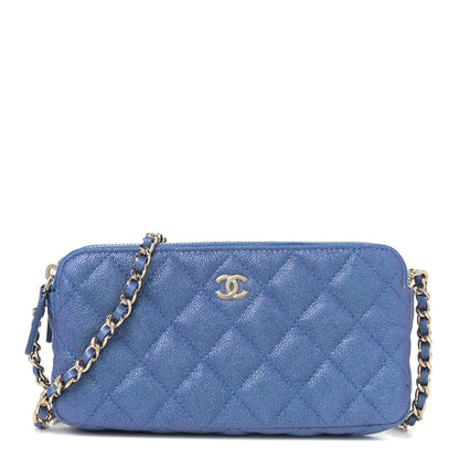 Chanel Iridescent Caviar Quilted Clutch With Chain Dark Blue 1 of 6