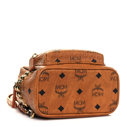 MCM Visetos Side Stud X-Mini Stark Bebe Boo Backpack Cognac 4 of 8