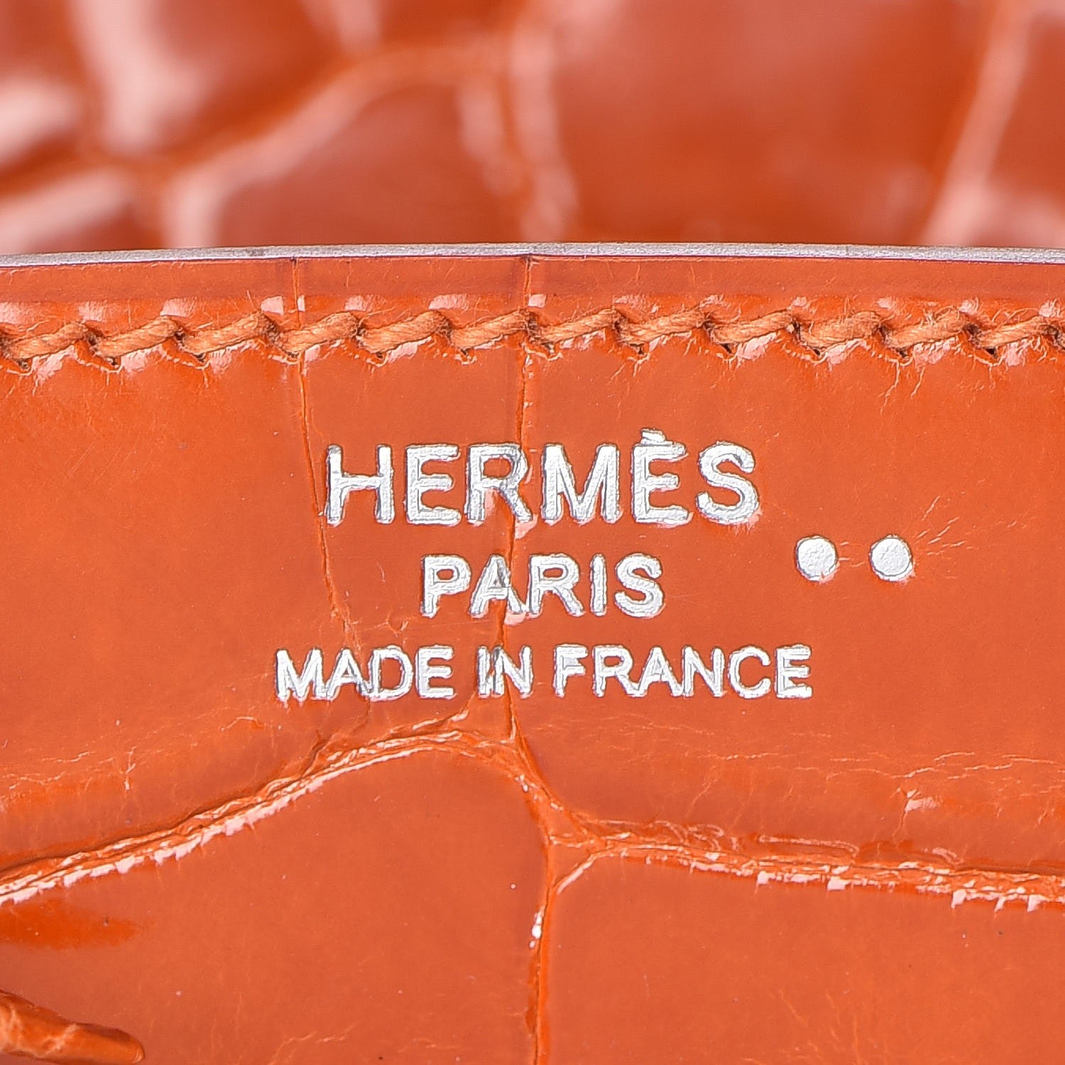 Hermes Shiny Niloticus Crocodile Birkin 25 Orange 18 of 30