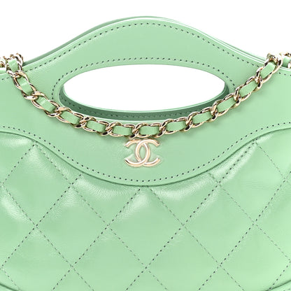 Chanel Shiny Crumpled Calfskin Quilted Nano 31 Shopping Bag Light Green 8 of 11