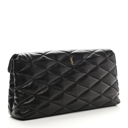 Saint Laurent Lambskin Quilted Sade Puffer Envelope Clutch Black 3 of 9