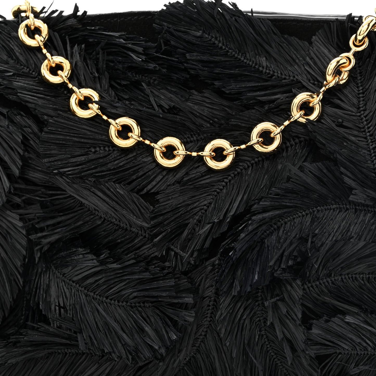 x HOWLS MOVING CASTLE Calfskin Suede Raffia Mini Flamenco Knot Clutch With Chain Black