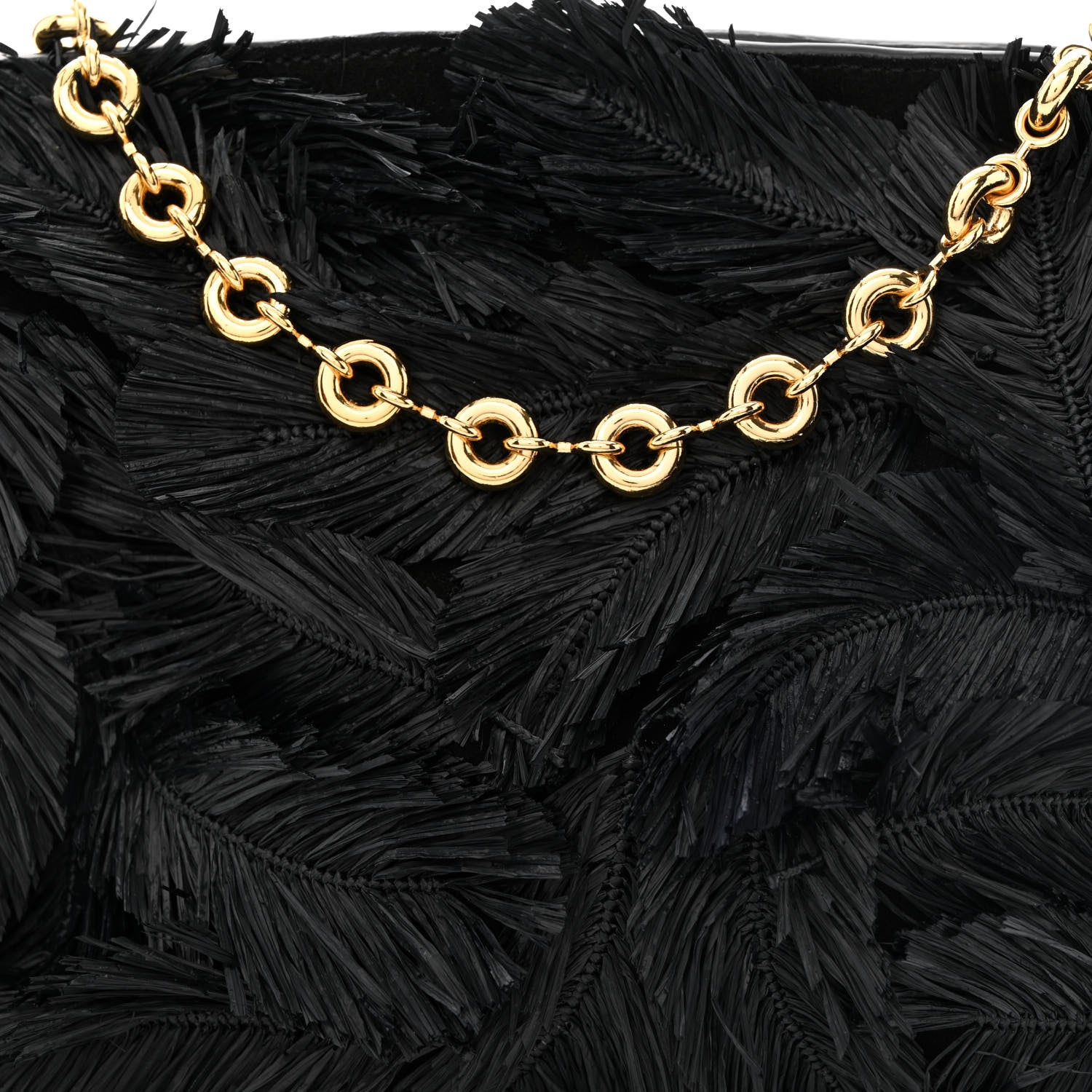 Loewe x HOWLS MOVING CASTLE Calfskin Suede Raffia Mini Flamenco Knot Clutch With Chain Black 8 of 11