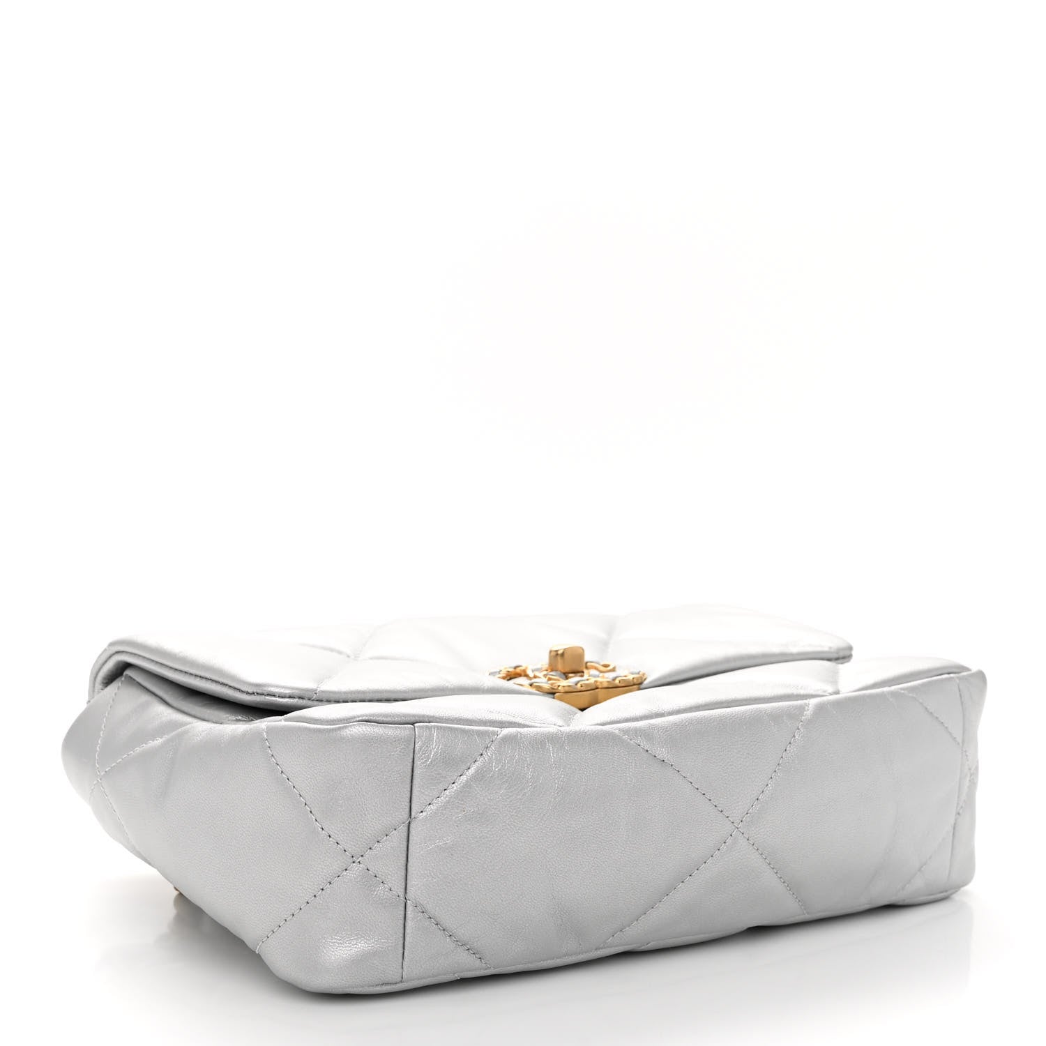 Chanel Metallic Goatskin Quilted Medium Chanel 19 Flap Silver 4 of 10