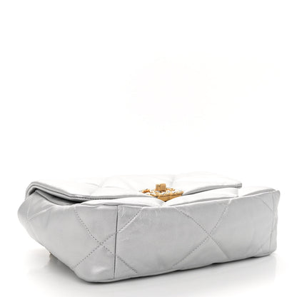 Chanel Metallic Goatskin Quilted Medium Chanel 19 Flap Silver 4 of 10
