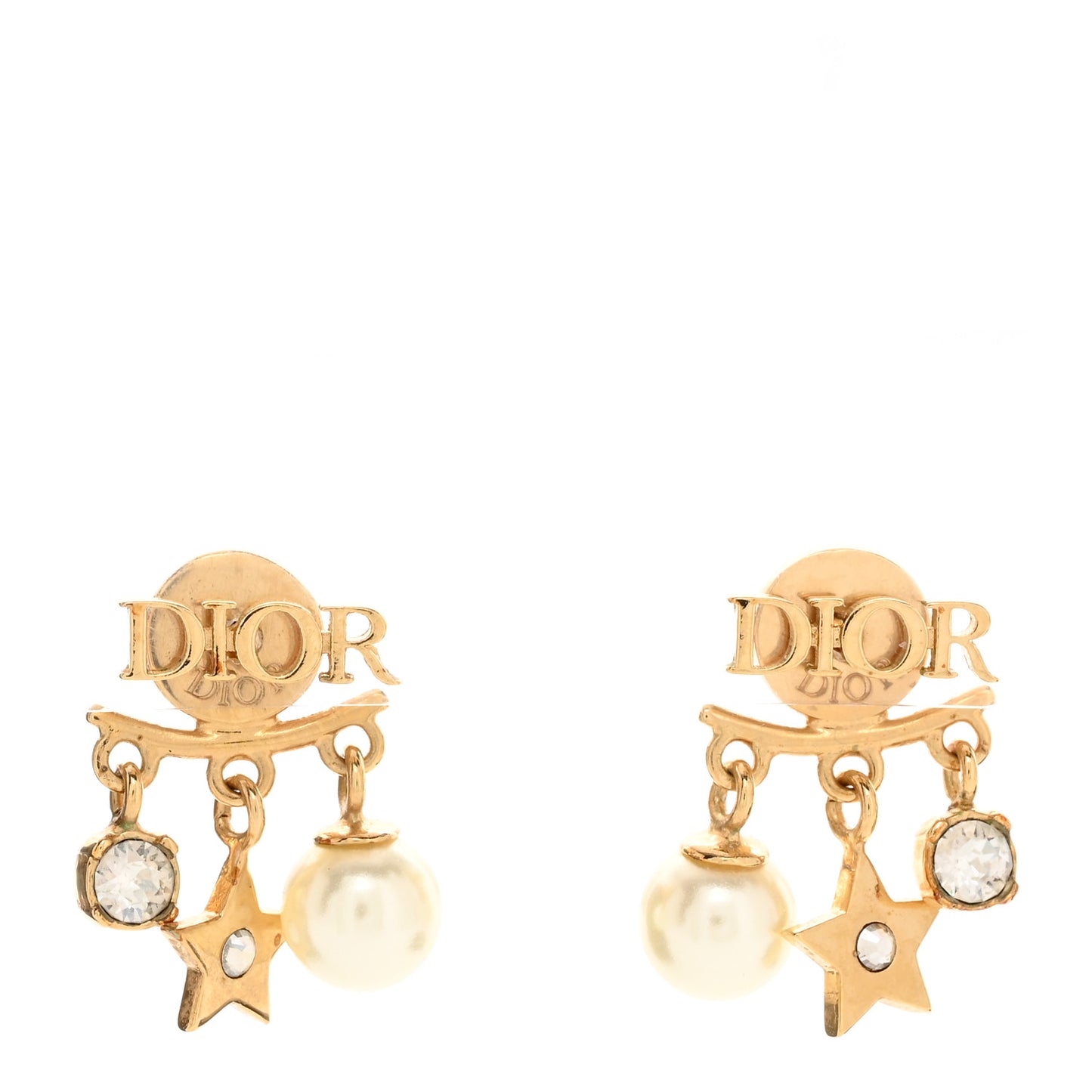 Pearl Crystal Dio(r)evolution Star Earrings Gold