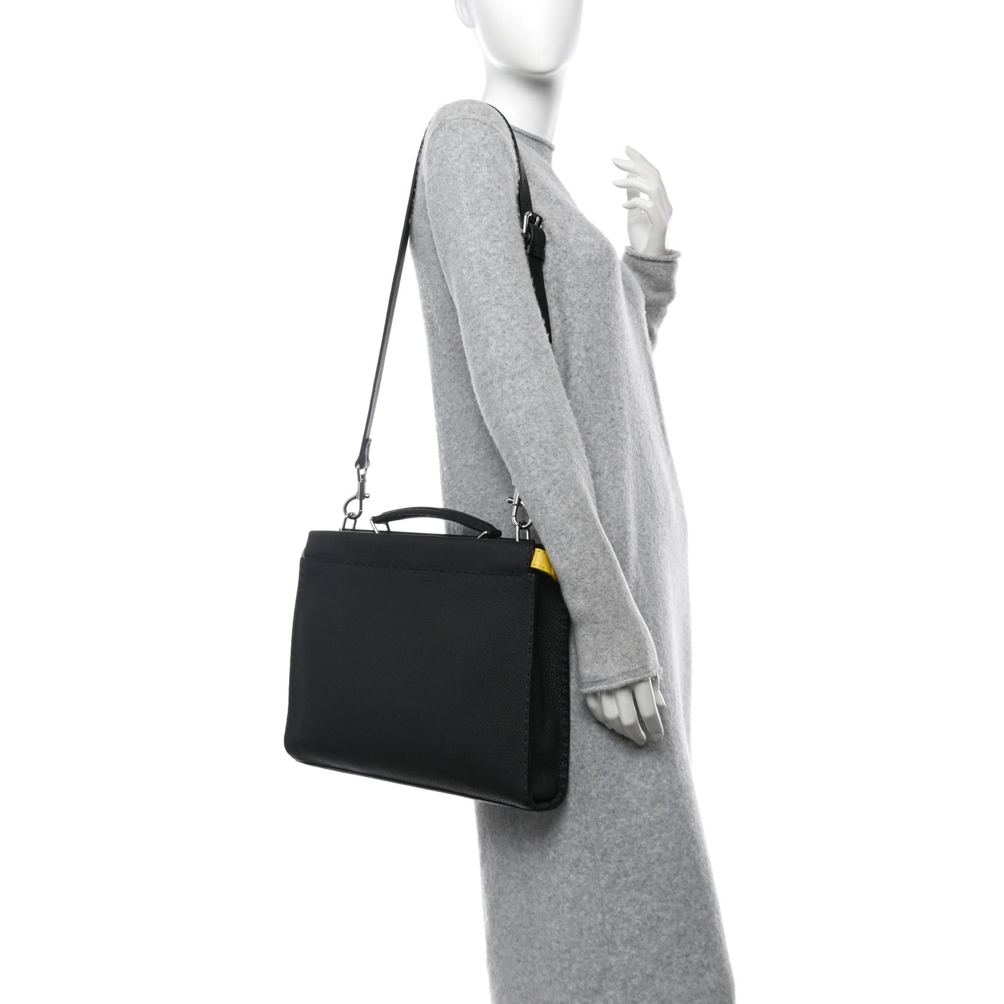 Cuoio Romano Selleria Crocodile Embossed Calfskin Monster Eyes Large Peekaboo Iconic Fit Satchel Black Sunflower