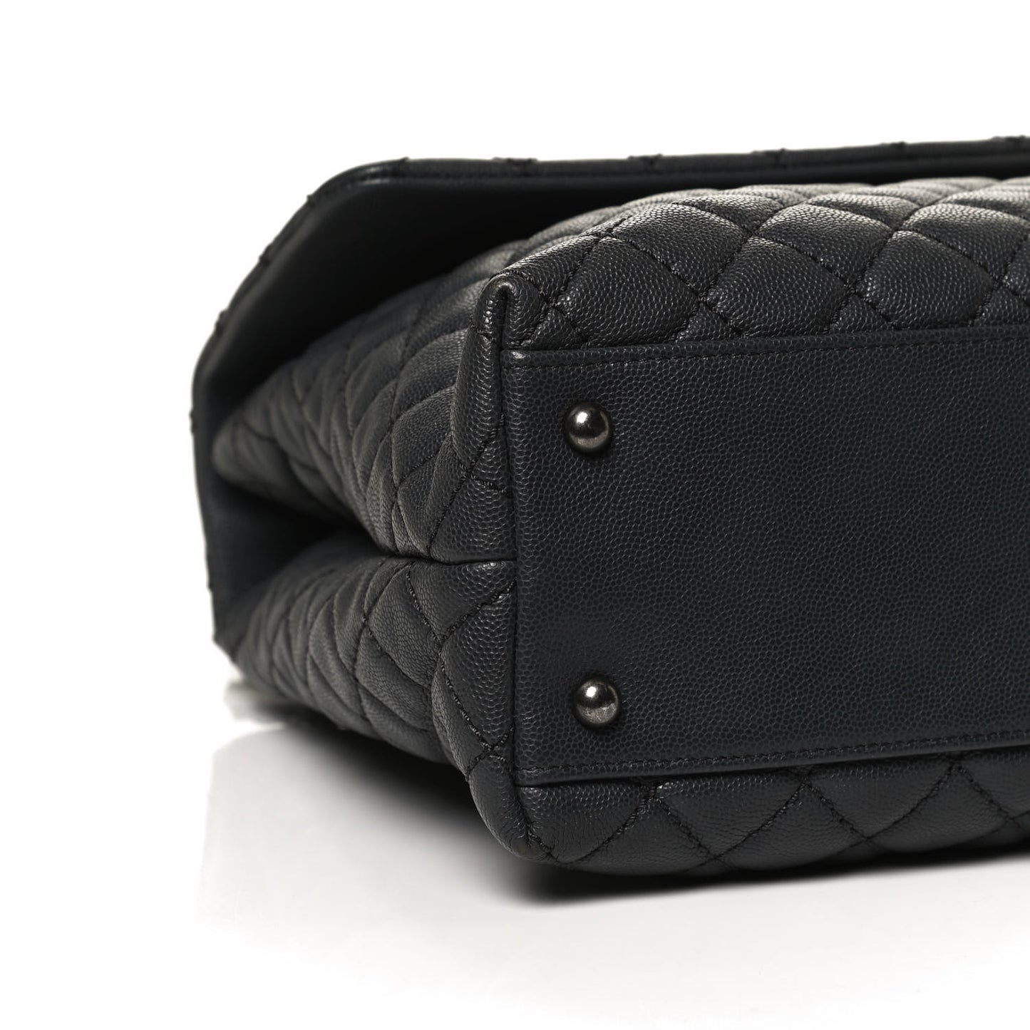 Caviar Lizard Quilted Large Coco Handle Flap Grey