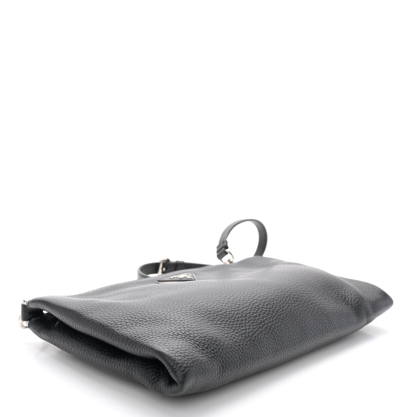 Vitello Daino Zippered Crossbody Bag Black