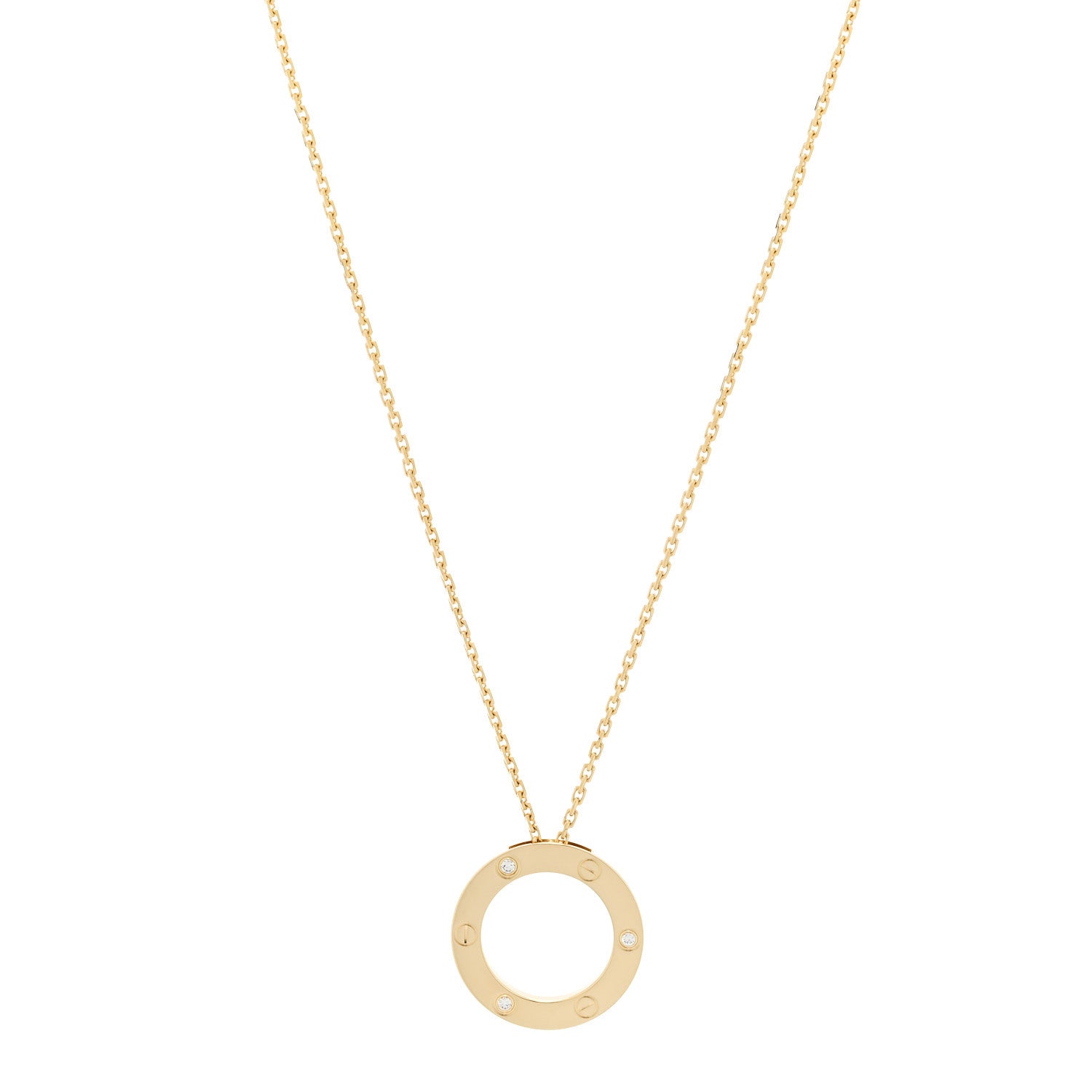 Cartier 18K Yellow Gold 3 Diamonds LOVE Pendant Necklace 1 of 7