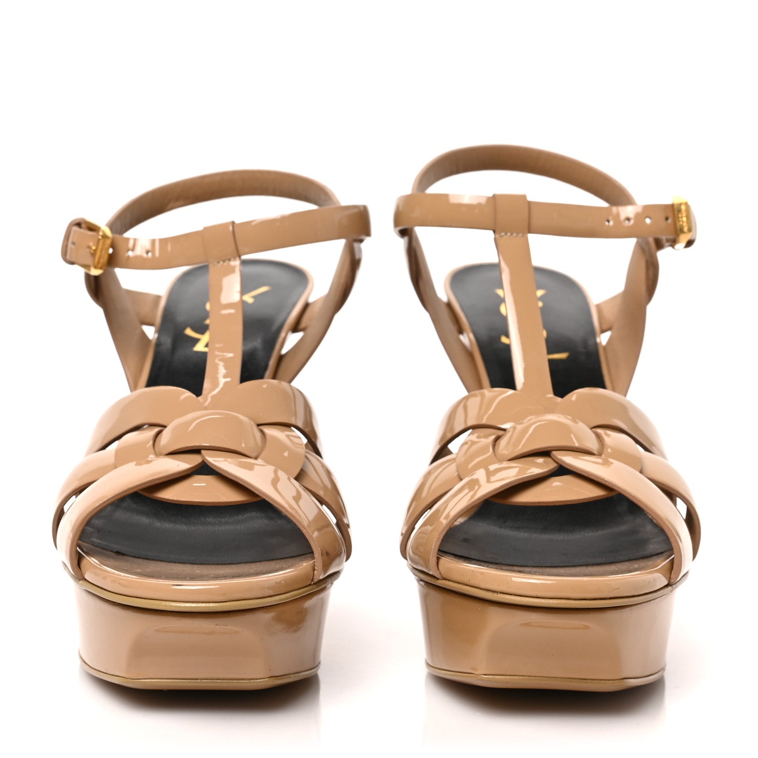 Saint Laurent Patent Tribute 105 Platform Sandals 36 Nude Powder 2 of 10